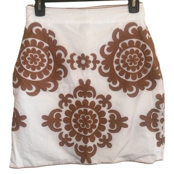 LACE the Label White Brown Cotton Cutout Skirt Size Small - Picture 4 of 7